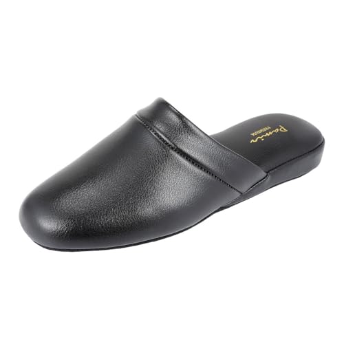 Men's Leather Memory Foam Scuff Slippers - Comfort & Style