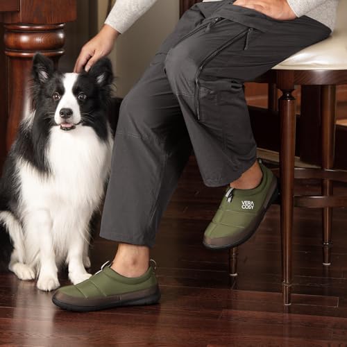 VeraCosy Men's Quilted Closed-back Slippers - Comfortable Camp-style Shoes